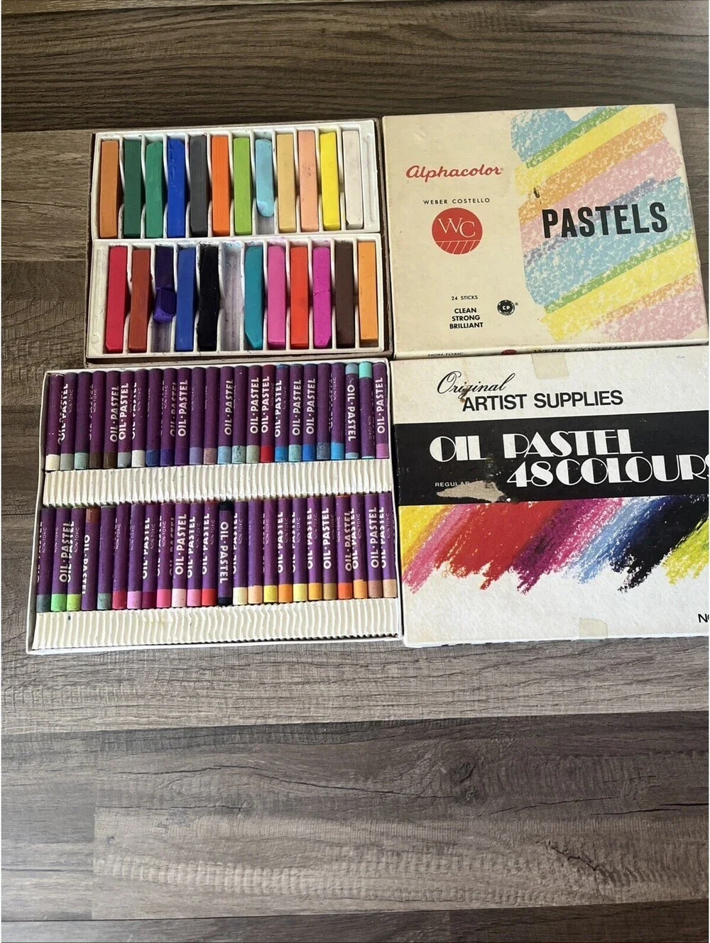Vintage Pastels Weber Costello Alphacolor Box Of 48 & 22 Sticks